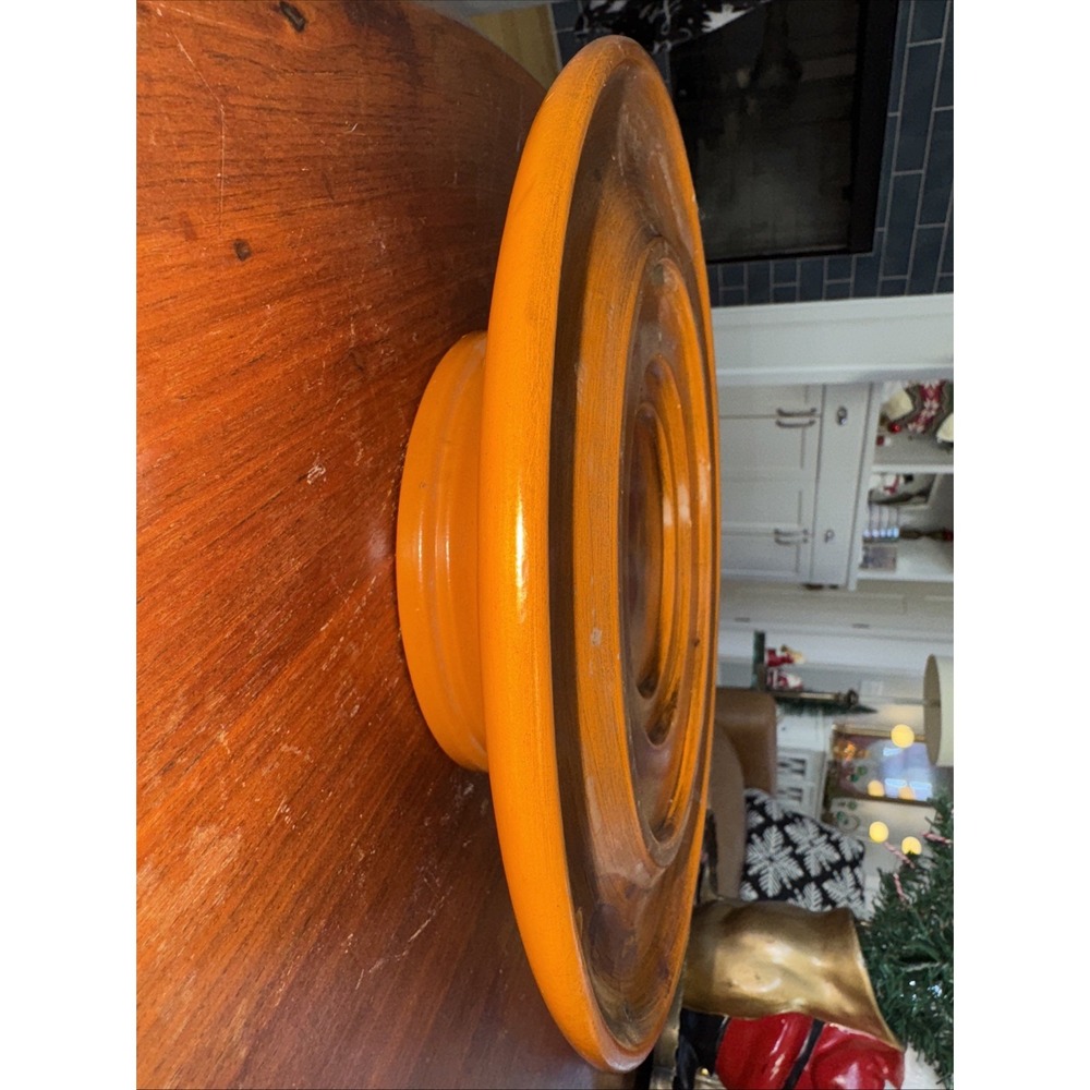 Vintage‎ Haeger Orange Pottery Pedestal Pillar Candle Stand OLA51